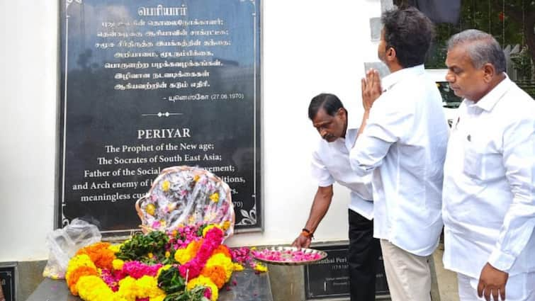 Vijay Actor-Turned-Politician TVK Pays Floral Tribute To Periyar On 146th Birth Anniversary In Chennai Actor-Turned-Politician Vijay Pays Floral Tribute To Periyar On 146th Birth Anniversary In Chennai