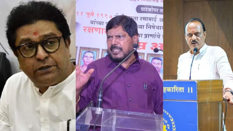 Ramdas Athawale Says Don't take Raj Thackeray along because I am him, he did not benefit in the Lok Sabha elections Ramdas Athawale Marathi News Ramdas Athawale : अजितदादांमुळे नुकसान नाही, मी असल्यामुळे राज ठाकरेंना सोबत घेऊ नका, त्यांचा फायदा झाला नाही : रामदास आठवले