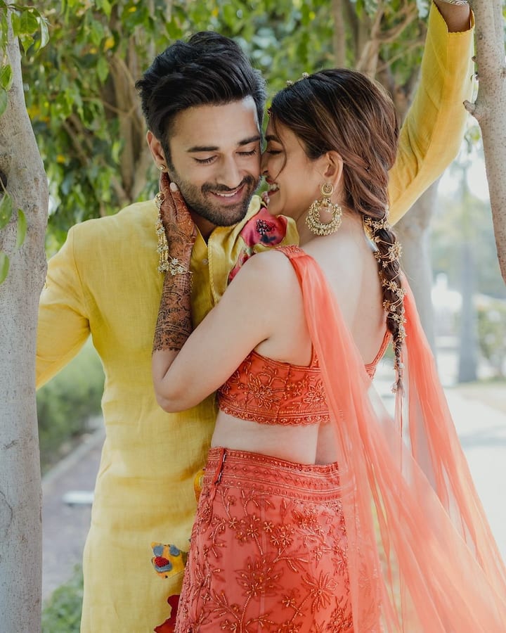 The next picture captures the soon-to-be-married couple sharing a sweet moment in their haldi attire. The post also included candid shots of Richa, Ali, and their Fukrey co-star Manjot Singh.