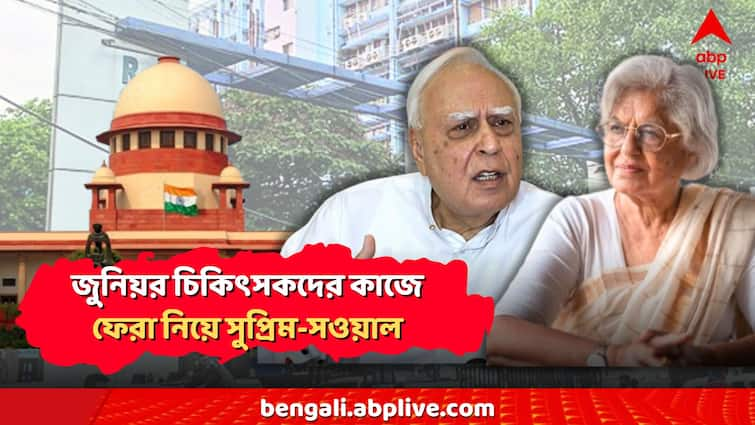 RG Kar Case Hearing Supreme Court Junior Doctors work resume issue Kapil sibal Indira jaising To Return To Work RG Kar News:'এখনও হাসপাতালে ঘুরছে সেই ব্যক্তিরা, ভয়ের পরিবেশে কীভাবে কাজে যোগ?' সুপ্রিম-আর্জি জুনিয়র ডাক্তারদের