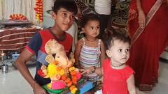 बाप्पाचा पा घेऊन चिमुकल्यांनी दिला निरोप; कुटुंबीयही झाले भावूक, पाहा Photos