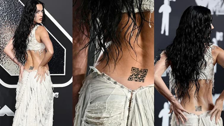 Katy Perry QR Tattoo Scan Code VMAs MTV 2024 Red Carpet New Link Album What Does Katy Perry's Back QR Tattoo Open Up To? Here's What Happens If You Scan It