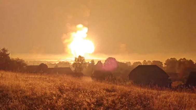 Ukraine Drones Attack Russia Tver Region Massive Blasts Ukrainian Drones Attack Russia's Tver Region, Home To Major Arsenal: Video & Images Show 'Huge Explosion'