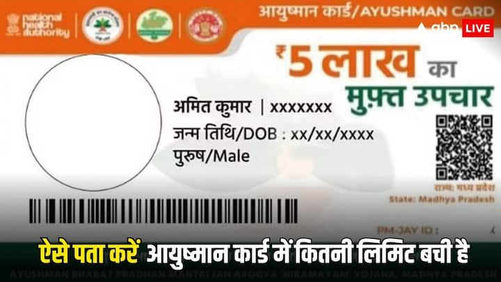 Ayushman Card Limit: आयुष्मान कार्ड पर लाभार्थियों को 5 लाख तक का मुफ्त इलाज मिलता है. अगर साल में पहले भी करवा चुके हैं इलाज. तो इस तरह पता कर सकते हैं. कार्ड की बची हुई लिमिट के बारे में.