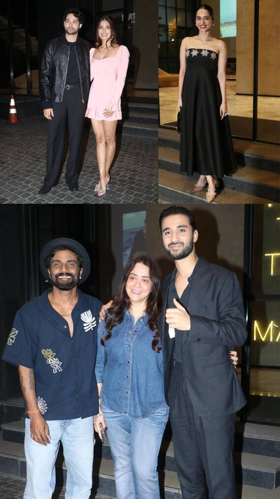 yudhra की स्क्रीनिंग में स्टाइलिश अंदाज में पहुंचे सिद्धांत और मालविका मोहन