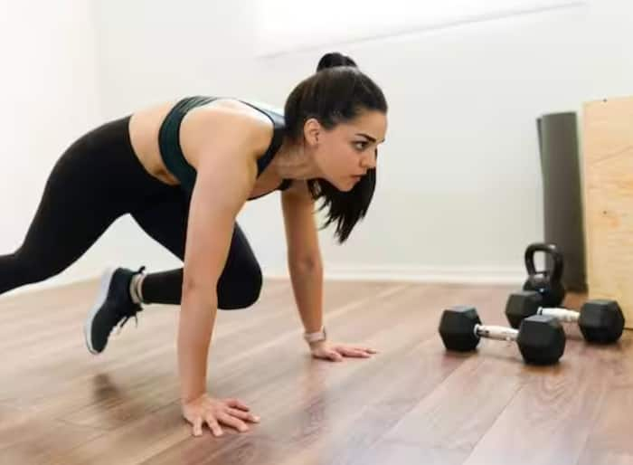 Mountain climbers: Mountain climbers work your arms, legs and core. Start with a plank pose and repeat it in between running and bringing your knees closer to your chest. This exercise is best for burning calories.