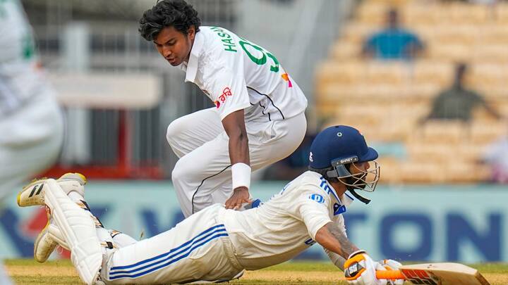 बांग्लादेश की ओर यह ओवर हसन महमूद कर रहे थे. उन्होंने इस दौरान एक गेंद फेंकी और जोरदार अपील की. इस बीच जडेजा रन लेने के लिए भागने वाले थे. लेकिन गेंद को करीब देख लौट आए.