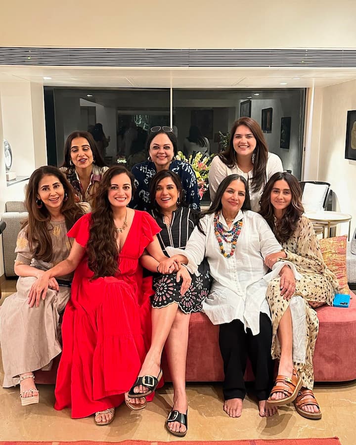 The intimate gathering saw actresses like Vidya Balan, Dia Mirza, Urmila Matondkar, and Anjali Anand coming together to mark the special occasion. (Image: Instagram/@diamirzaofficial)