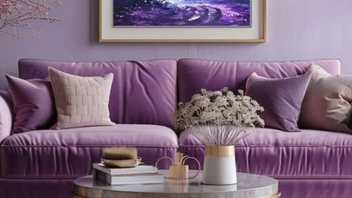 6. Purple – The Color of Luxury: Purple is a blend of blue, which represents stability, and red, the color of energy; purple symbolizes luxury, creativity, and mystery. Deep purples enhance dramatic designs in living rooms, while soft lavender can create soft, relaxing feelings in bedrooms. (Image source: Pinterest/etsy)