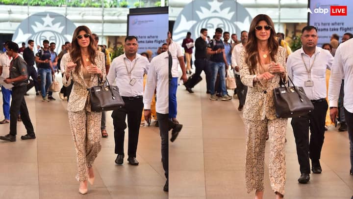 Shilpa Shetty Pics: शिल्पा शेट्टी के हर अंदाज के फैंस दीवाने हैं. एक्ट्रेस अपने स्टाइलिश लुक से हमेशा बिजलियां गिराती रहती हैं. फिलहाल शिल्पा की एयरोपोर्ट से लेटेस्ट तस्वीरें वायरल हो रही हैं.