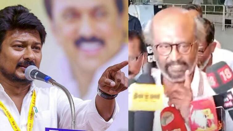 Udhayanidhi Stalin Reply on Question was asked about deputy cm towards Rajinikanth Udhayanidhi - Rajini : ஷூட்டிங் முடிந்து வந்த ரஜினியிடம் இந்தக் கேள்வியா..எனக்கே அதிர்ச்சி.. அமைச்சர் உதயநிதி பேச்சு