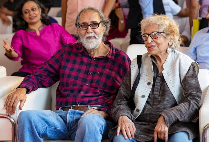 Delhi CM Atishi's parents Tripta Wahi and Vijay Singh during her swearing-in ceremony, at Raj Niwas, in New Delhi, Saturday, Sept. 21, 2024. (PTI Photo)