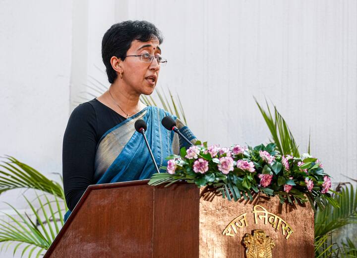 Atishi takes oath as the eighth Chief Minister of Delhi on Saturday. (PTI Photo)