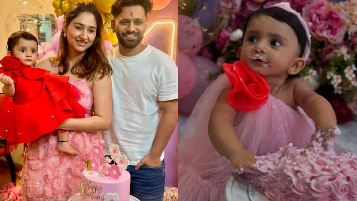 Disha Parmar Rahul Vaidya Daughter Birthday: टीवी के फेमस कपल दिशा परमार और राहुल वैद्य ने बीते दिन अपनी लाडली बेटी नव्या के पहले जन्मदिन का जश्न मनाया. नीचे देखिए तस्वीरें...