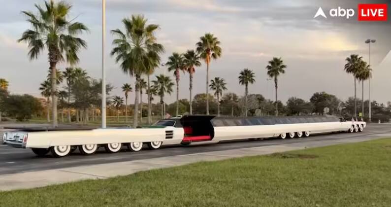 World Longest Car: ਸਵਿਮਿੰਗ ਪੂਲ, ਥੀਏਟਰ, ਹੈਲੀਪੈਡ, ਇਹ ਕਾਰ ਨਹੀਂ ਚੱਲਦਾ-ਫਿਰਦਾ ਮਹਿਲ; ਫੀਚਰਸ ਜਾਣ ਕੇ ਰਹਿ ਜਾਓਗੇ ਹੈਰਾਨ longest-car-in-the-world-limousine-helicopter-can-land-on-helipad-and-swimming-pool-in-america World Longest Car: ਸਵਿਮਿੰਗ ਪੂਲ, ਥੀਏਟਰ, ਹੈਲੀਪੈਡ, ਇਹ ਕਾਰ ਨਹੀਂ ਚੱਲਦਾ-ਫਿਰਦਾ ਮਹਿਲ; ਫੀਚਰਸ ਜਾਣ ਕੇ ਰਹਿ ਜਾਓਗੇ ਹੈਰਾਨ