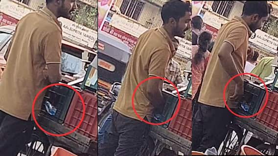 Thane Crime : शी, हा काय प्रकार? प्लास्टिकच्या पिशव्यांमध्ये लघवी करून फळं विकायचा; VIDEO Viral झाल्यानंतर ठोकल्या बेड्या