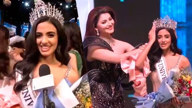 Miss Universe India 2024 crown to Rhea Singha Urvashi Rautela in Jaipur news Updates in gujarati Miss Universe India 2024 : રિયા સિંઘા બની મિસ યુનિવર્સ ઇન્ડિયા 2024, ઉર્વશી રૌતેલાએ પહેરાવ્યો તાજ