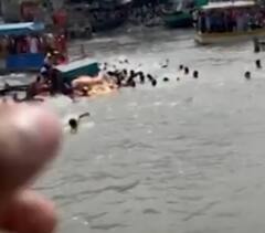 'अंधेरीचा राजा'च्या विसर्जनावेळी समुद्रात तराफा बोट उलटली अन्...