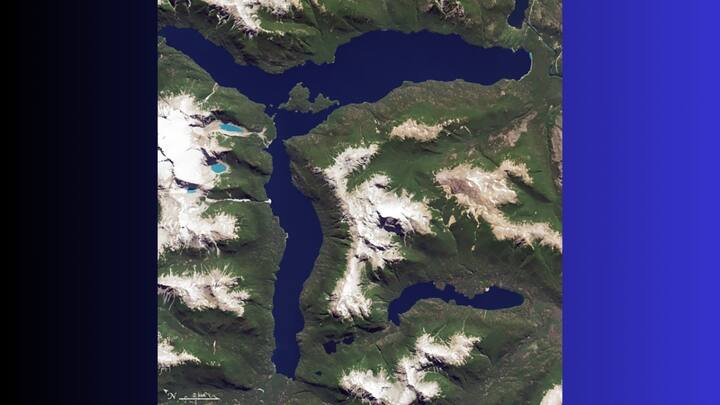 READ THE 'R': Lago Menendez in Argentina, with its reflective surface, was captured in this image taken on January 20, 2015, by Landsat 8's Operational Land Imager (OLI). Photo: NASA