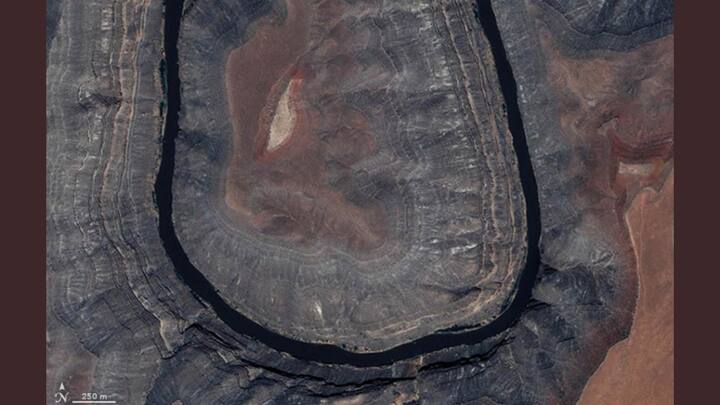 'U' FOR UTAH: This image of Gooseneck State Park in Utah was captured by the Ikonos satellite on May 9, 2004. Photo: NASA