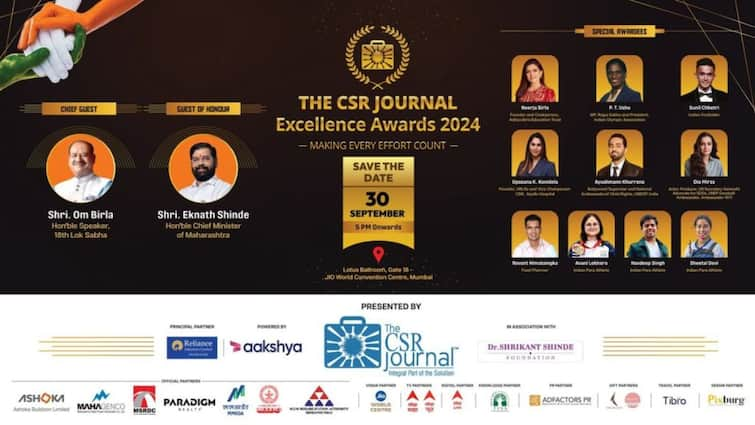 seventh Version Of CSR Journal Excellence Awards To Be Held On Sept 30 In Mumbai