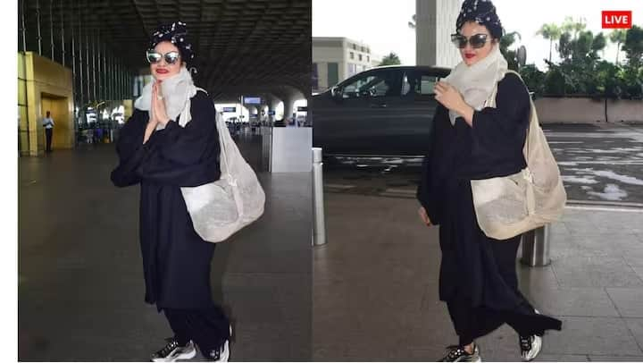 Rekha Airport Look: બોલિવૂડની દિગ્ગજ અભિનેત્રી રેખા પોતાની સ્ટાઈલ માટે જાણીતી છે. આજે સવારે તે એરપોર્ટ પર જોવા મળી હતી. જ્યાં ફરી એકવાર તેનો લુક જોઈને ચાહકોના હોશ ઊડી ગયા.