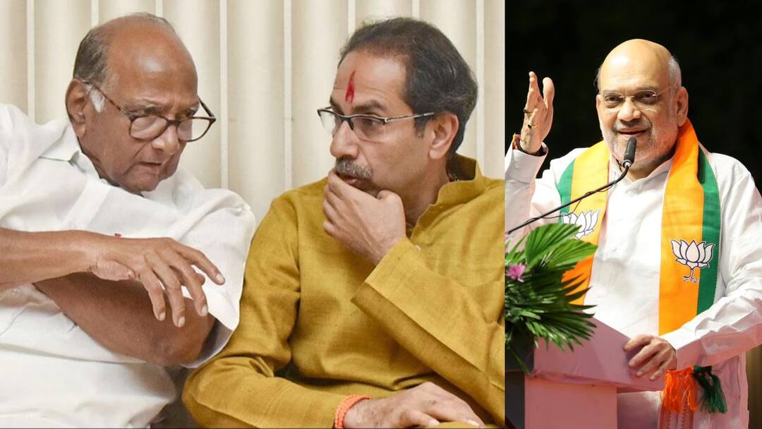 Amit Shah say Uddhav Thackeray Sharad Pawar's party wants to be destroyed, Shah is fierce in Kolhapur He also talked about coming to the party from outside Amit Shah : ठाकरे-पवारांच्या पक्षाचा पाया संपवून टाकायचाय, अमित शाह कोल्हापुरात कडाडले; बाहेरुन पक्षात येणाऱ्यांवरही बोलले