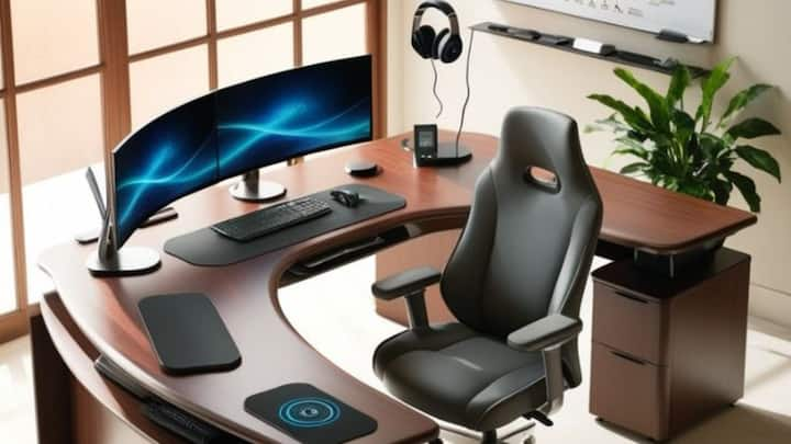 1. Ergonomic Workspace Setup: Invest in an ergonomic chair and desk that promote proper posture. Adjust your workstation to reduce strain on your back, neck, and wrists. Small adjustments, like using a footrest or an adjustable monitor, laptop stand for desk can make a significant difference. (Image Source: Pinterest/midhashivansh)