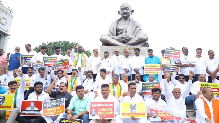 Karnataka BJP Holds Protest To Demand CM’s Resignation, Siddaramaiah Asks ‘Why Ought to I?’