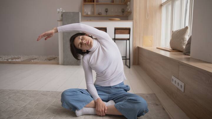 Rest, Recover And Stretch: After a long break from exercise, DOMS or delayed onset muscle soreness is unavoidable hence, hydration would help flush out the buildup in your muscles that cause soreness as well as stretching. Increasing stretching and movement around will increase the blood flow and help speed the repair time in your body. The best preventative measure you can take is warming up and cooling down before and after your workout. (Image source: Canva)