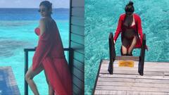 रेड बिकिनी पहन मालदीव में बर्थडे एंजॉय करती दिखीं मौनी रॉय, तस्वीरें देख कर्वी फिगर के दीवाने हुए फैंस