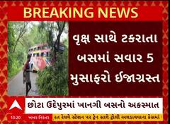 Chhotaudepur Accident | છોટાઉદેપુરમાં ખાનગી બસને નડ્યો અકસ્માત, 5 મુસાફર ઘાયલ