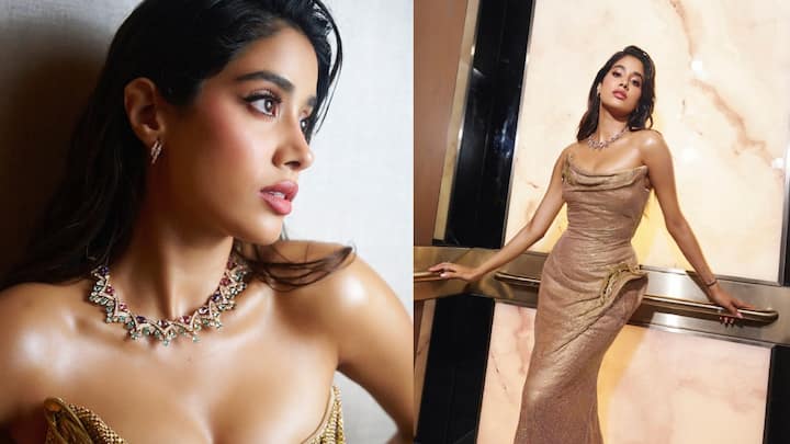 Janhvi Kapoor Latest Photos : జాన్వీ కపూర్ లేటెస్ట్ ఫోటోలు చూస్తే గోల్డెన్ ఎంజెల్ అనేస్తారు. వెట్​ లుక్​లో స్లీవ్ లెస్ బాడీకాన్ గౌన్​లో జాన్వీ లేటెస్ట్ ఫోటోలు చూశారా?