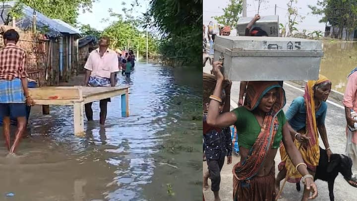 Bihar Flood: नेपाल से आए पानी ने बिहार के कोसी इलाके में ऐसा कहर बरपाया है कि लोग अब अपने घरों को छोड़ने पर मजबूर हो गए हैं. बिहार के 13 जिलों में बाढ़ आ चुकी है.