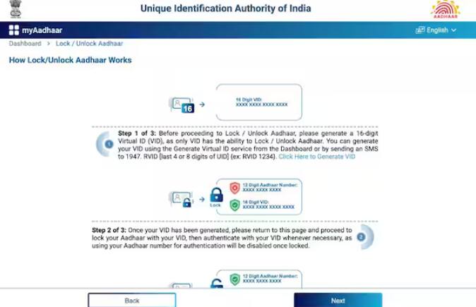 आधार कार्ड लॉक करने के लिए आपको सबसे पहले यूआईडीएआई की आधिकारिक वेबसाइट पर जाकर 'माई आधार' के विकल्प पर क्लिक करना होगा।