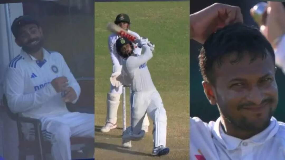Akash Deep smashes 2 consecutive sixes with Virat Kohli bat leaves Shakib Al Hasan clueless in IND vs BAN 2024 latest sports news Watch: विराट कोहली के बैट से आकाशदीप ने जड़े 2 छक्के, शाकिब अल हसन के उड़े होश', रिएक्शन वायरल