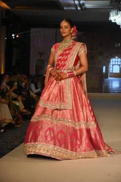 लाल बनारसी लहंगा, बालों में गजरा लगाए दुल्हन बनीं तृप्ति डिमरी, कार्तिक आर्यन संग किया रैंप वॉक, देखें तस्वीरें