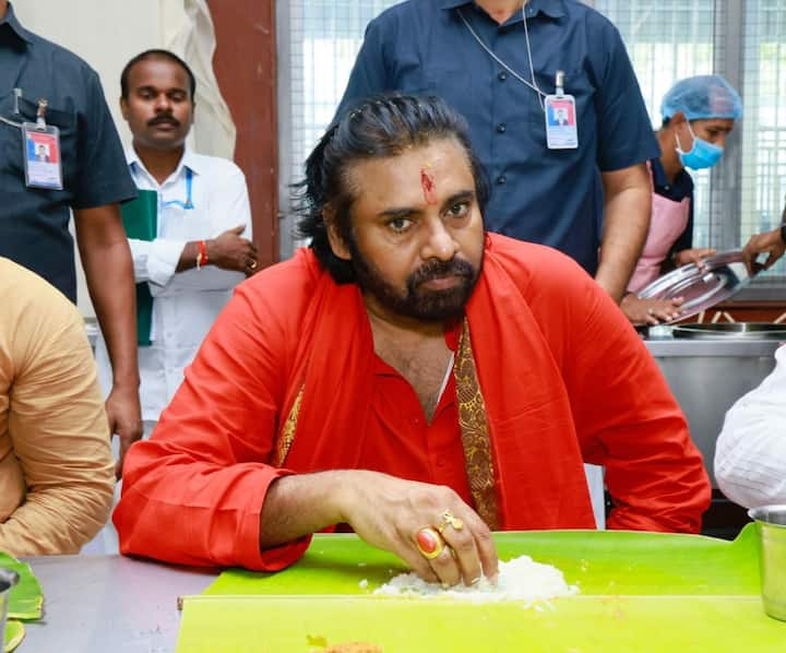 Pawan Kalyan initiated the 'Prayaschit Deeksha' on September 22 with a puja at the Sri Dasavatara Venkateswara Swamy temple in Nambur, Guntur district. (Credit: X/@JanaSenaParty)