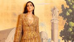 Sonam Kapoor Shines In Chic Golden Skirt Suit, See All Pics
