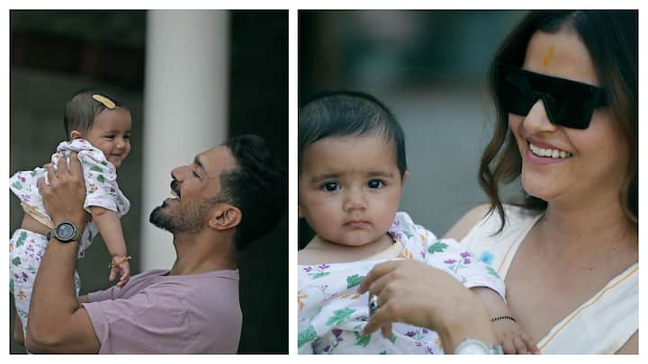 Television actors Rubina Dilaik and Abhinav Shukla delighted their fans with a special surprise during Navratri by revealing the first photos of their twin daughters.