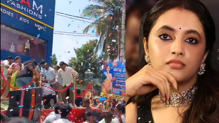 actress priyanka mohan stage collapse accident in telangana Watch Video : விழா மேடை சரிந்து கீழே விழுந்த நடிகை பிரியங்கா மோகன்... என்னாச்சு? அதிர்ச்சி வீடியோ!