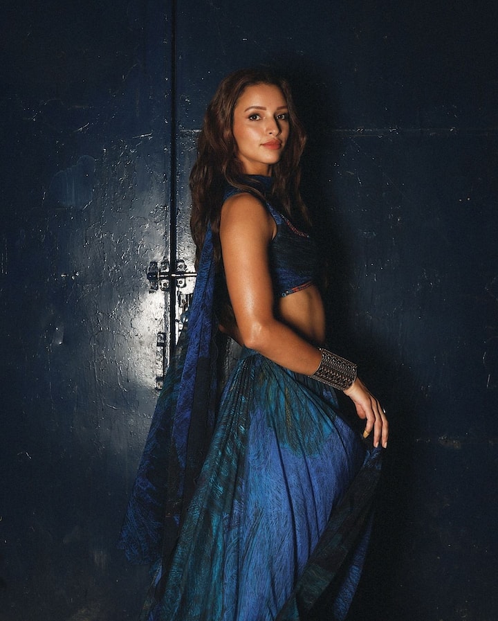 Triptii wore a blue lehenga for one such promotion look and shared pictures of the same on Gram.