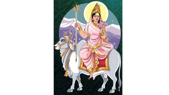 প্রতিপদে পূজিতা মা শৈলপুত্রী । তিনি শ্বেতবস্ত্র পরিহিতা।  শৈলপুত্রীর বাহন নন্দী ।  মায়ের ডান হাতে একটি ত্রিশূল এবং বাম হাতে একটি পদ্ম রয়েছে।