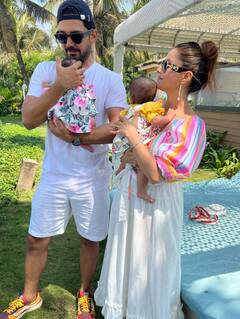 नवरात्रि के शुभ मौके पर रुबीना-अभिनव ने रिवील किया अपनी ट्विंस बेटियों का चेहरा, बिंदी लगाएं बेहद क्यूट दिखीं एधा और जीवा