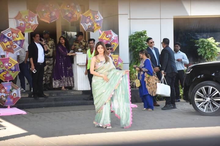 Shilpa Shetty too was headed to the Navratri celebrations.