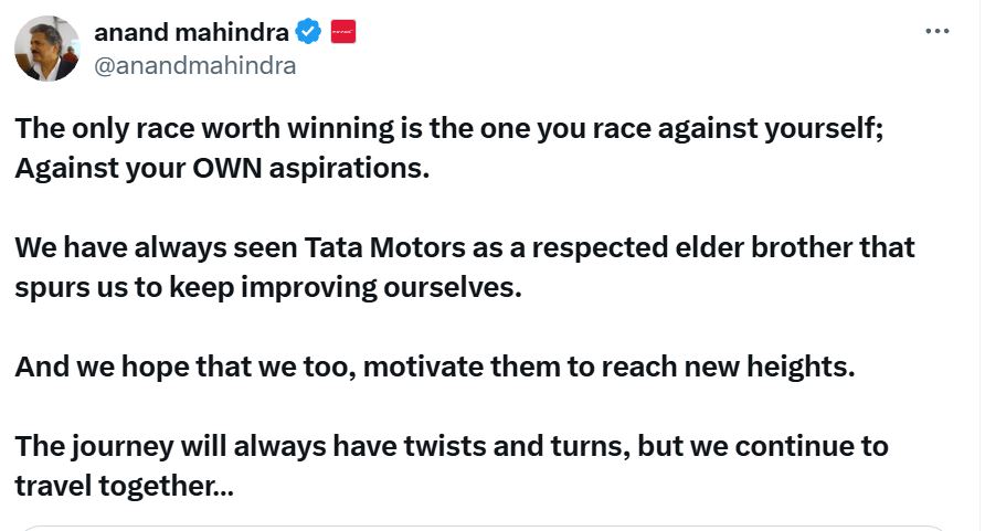 Mahindra vs TATA: आनंद महिंद्रा ने टाटा मोटर्स को बताया 'बड़ा भाई', वजह जानकर करेंगे सलाम