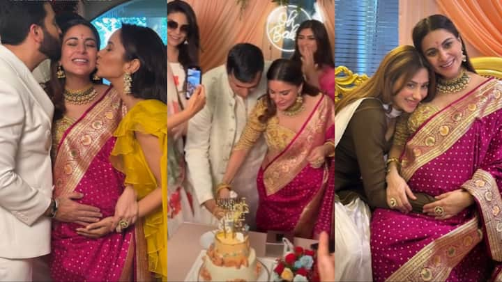 Shraddha Arya Baby Shower Pics: टीवी की फेमस एक्ट्रेस श्रद्धा आर्या बहुत जल्द मां बनने वाली हैं. हाल ही में एक्ट्रेस की गोद भराई की रस्म पूरी की गई. नीचे देखिए तस्वीरें.....