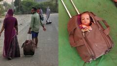 भीलवाड़ा: बच्चे को ट्रॉली बैग में रख 118 KM नंगे पैर की जोगणिया माता की यात्रा, तस्वीर वायरल