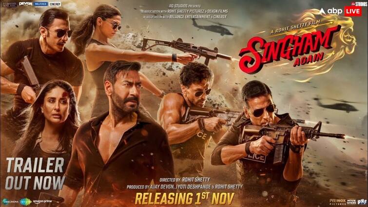 Singham Again Trailer OUT Rohit Shetty Ajay Devgns film Diwali 2024 release Singham Again Trailer: अपनी 'सीता' के लिए लंका जलाने निकले अजय देवगन, एक्शन-पैक्ड फिल्म में लेडी सिंघम का दमदार रोल, देखें ट्रेलर