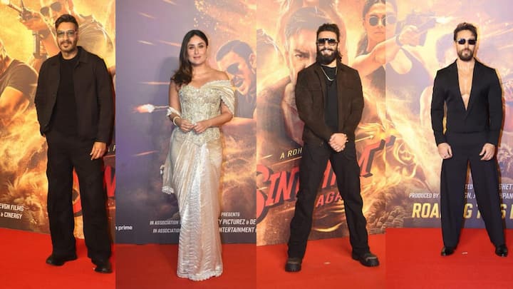 Singham Again Trailer: साल 2024 की मोस्ट अवेटेड फिल्म सिंघम अगेन का ट्रेलर आज रिलीज कर दिया गया है. इस मौके पर फिल्म की स्टार कास्ट भी स्टाइलिश अंदाज में नजर आई.